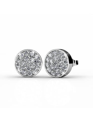 Round Earrings - Silver and Crystal