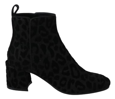 Dolce & Gabbana Svarta Leopardkortstövlar