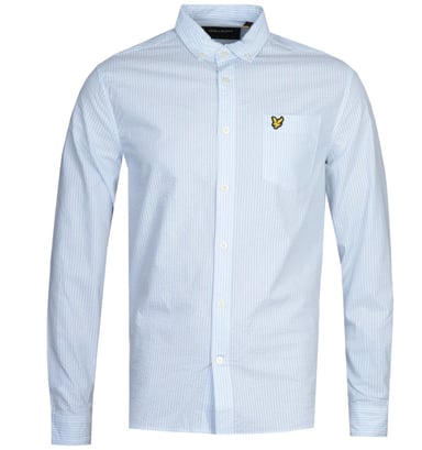 Lyle & Scott Seersucker Pool Blue Long Sleeve Shirt