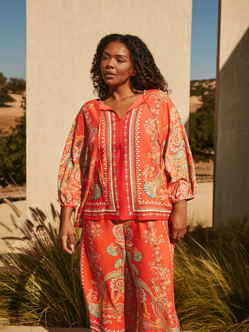 Multi Scarf Print Cropped Trousers