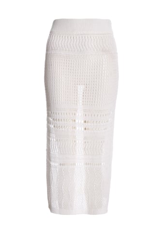 White Crochet Midi Skirt