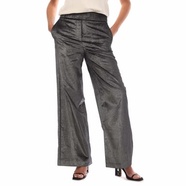 Women's Off White Glitter Pajama Pants in Black
