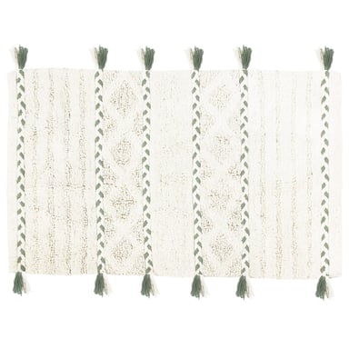 Tassel Diamond Braided Cotton Tufted Non-Slip Bath Mat