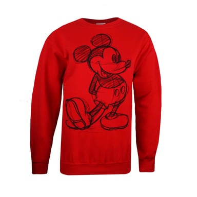 Disney Womens/Ladies Mickey Mouse Sketch Crew Neck Sweatshirt (Red)