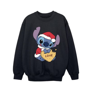 Disney Girls Lilo And Stitch Christmas Love Biscuit Sweatshirt (Black)