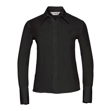 Russell Collection Womens/Ladies Ultimate Non-Iron Tailored Long-Sleeved Shirt (Black)
