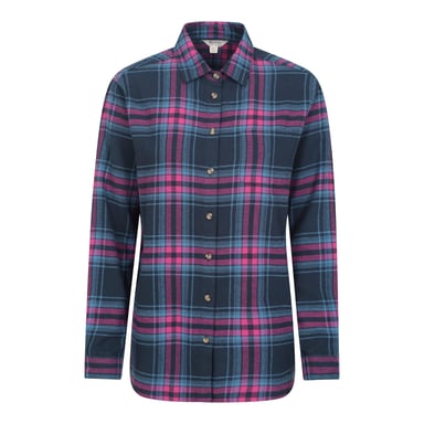 Mountain Warehouse Womens/Ladies Balsam Brushed Flannel Longline Shirt (Dark Blue)
