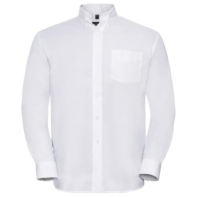 Russell Collection Mens Long Sleeve Easy Care Oxford Shirt (White)