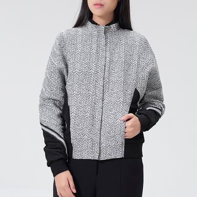 Bi-material jacquard jacket