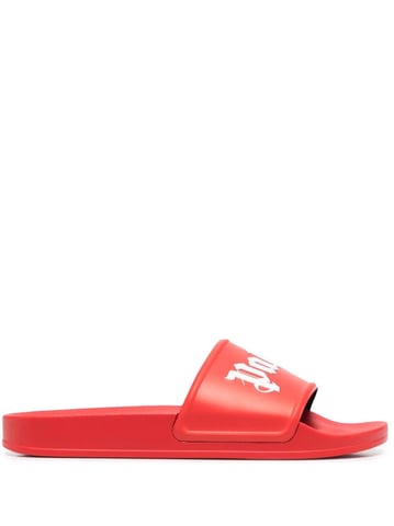 Palm Angels-badslippers met logoprint in rood