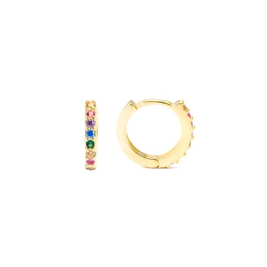 Luxenter Leofcar örhängen i 925 sterling silver och flerfärgade zirkoner med 18 karats gult guld
