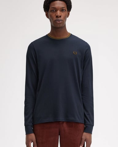 Fred Perry Mens Long Sleeve Twin Tipped T-Shirt