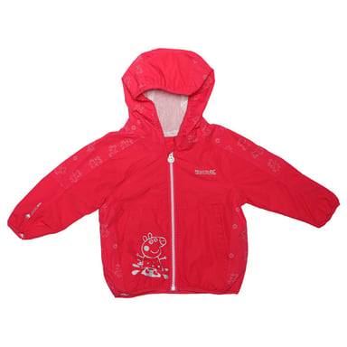 Girl's Regatta Baby Peppa Pig Reflective Waterproof Hooded Jacket in Pink