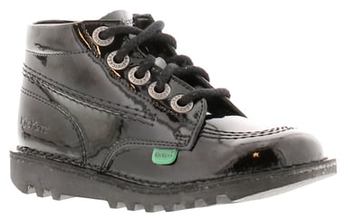 Winkel Voor Kickers Infant Kick Hi Zip Lakleren Zwarte Laarzen