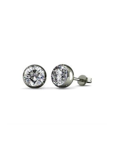 Moon Earrings - Silver and Crystal
