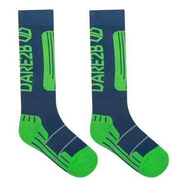 Dare 2B Technische skisokken voor kinderen (Maanlicht Denim/Groene Flash)