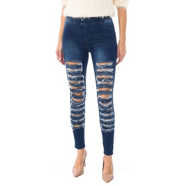 Lång jeansbyxa för kvinnor i stil med legging i elastiskt tyg D2001