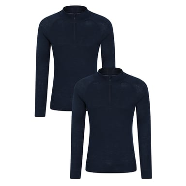 Mountain Warehouse Mens Merino Wool Base Layer Top (Pack of 2) (Navy)
