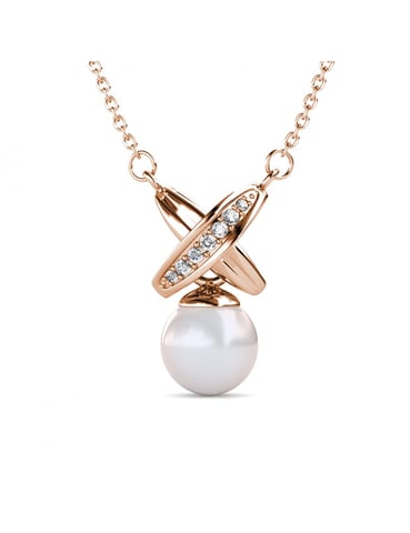 Chris Pearl Necklace - Rose Gold and Crystal