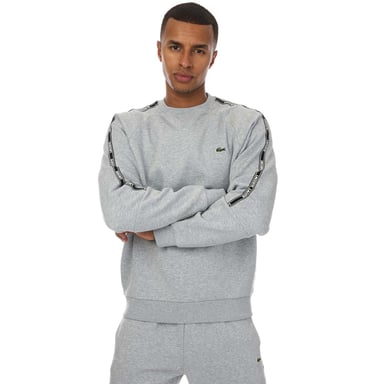 Men's Lacoste Tape Crew Sweatshirt in Grey Marl
