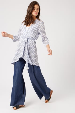 Diamond Print Belted Cardigan