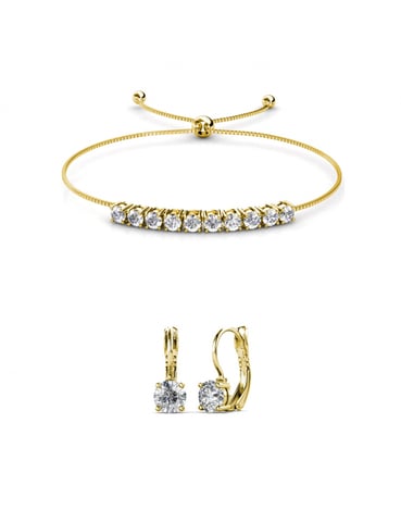 Round Crystal Mia set - Gold and Crystal