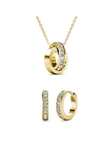 Parure et Coffret Circle Hoop - Doré et Cristal