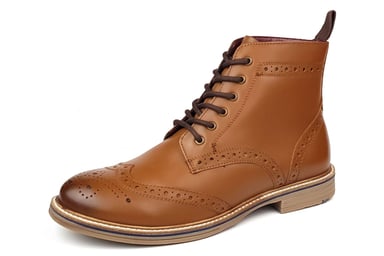 Frank James Bexley Leather Tan Brogue Mens Lace Up Boots