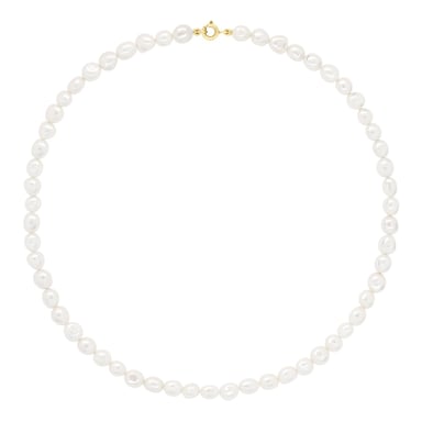 Necklace Gold - Row of Real Freshwater Pearls Baroque 6-7 mm