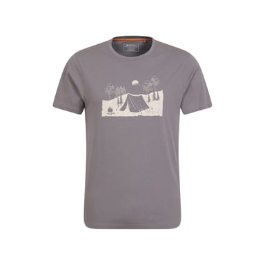 Mountain Warehouse Mens Camping Sketch Organic T-Shirt (Grey)