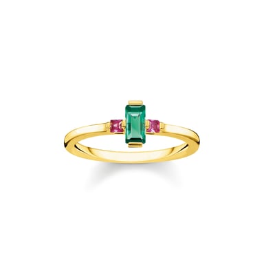 Women´s Ring Stone Baguette Cut, Green