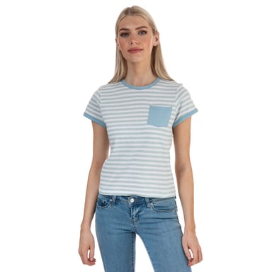 Brave Soul gestreept dames-T-shirt in muntgroen