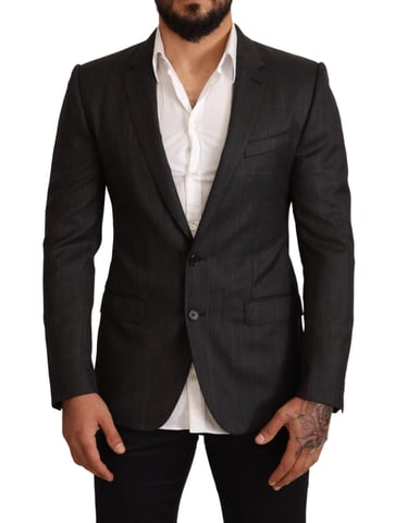 Dolce & Gabbana Men's Grijs geruite wollen Slim Fit blazerjasje
