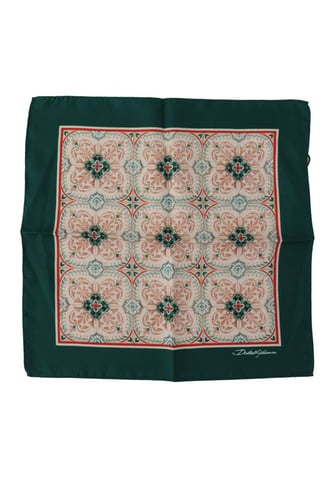 Dolce & Gabbana Men's Green Patterned Square Handkerchief Scarf