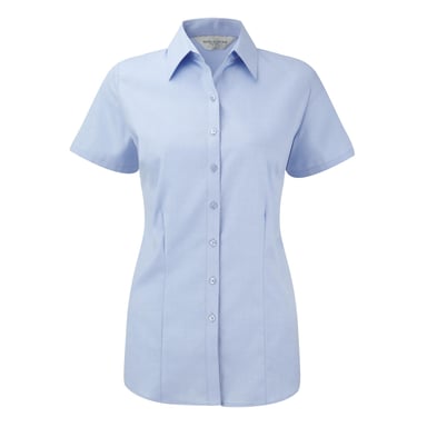 Russell Womens/ladies Herringbone Short Sleeve Work Shirt (Light Blue)