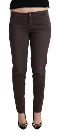 Ermanno Scervino Women's Brown Cotton Low Waist Slim Fit Pants