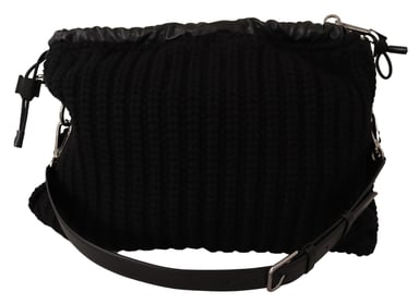 Dolce & Gabbana Kvinnors Svart Cashmere Stickad Axel Crossbody Väska
