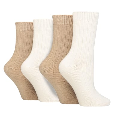 4-pack kashmirkängor för damer | Wildfeet | Ribbade ullkängor för damer - Sand