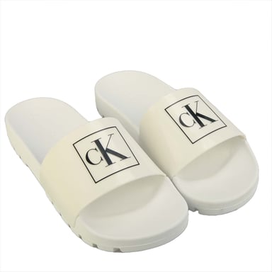 Women's Calvin Klein Retro Tennis Sliders in White