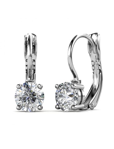 Round Earrings - Silver and Crystal