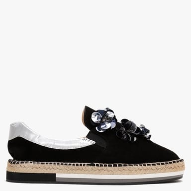 Carmen Saiz Suede Embellished Flat Espadrilles
