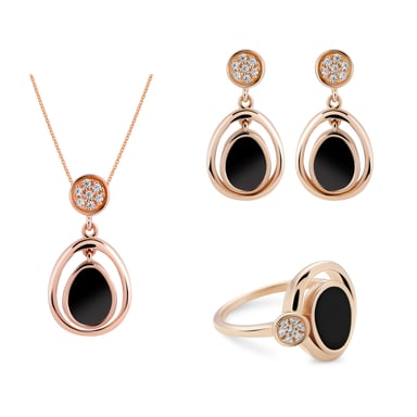 Orphelia 'Alda' Dames 925 Sterling Zilveren Set: Ketting + Oorbellen + Ring - Roze SET-7470