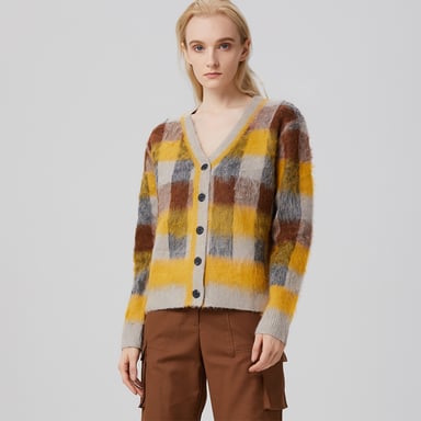 Check pattern cardigan