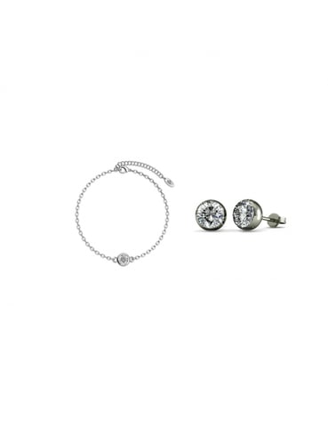 Birth Stone Moon Set - Silver and Crystal