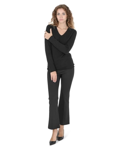 Crown Of Edinburgh Cashmere Womens V Neck Sweater Coe 0022 Black
