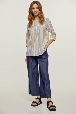 Striped Linen Style Top with Pockets