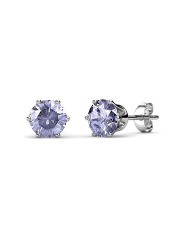Birth Stone June Earrings - Silver and Purple