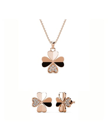 Clover Petal Set and Box - Rose Gold and Crystal