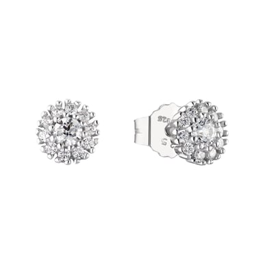 Amor ear studs for ladies, 925 Sterling silver, zirconia synth., glass