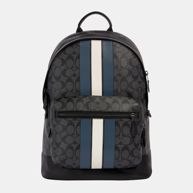 West Backpack in Pieced Signature Varsity Stripe Bag